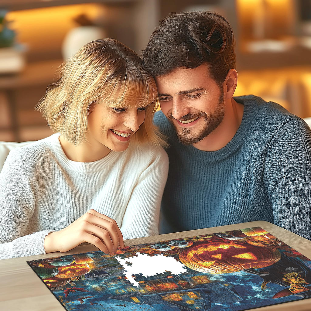 Blueforest Halloween 1000 Piece Jigsaw Puzzle for Adults - Spooky Ghosts, Skeletons, Pumpkins, Witch & Haunted House Puzzle, Challenging Fun Adult Puzzles for Relaxation, Decor & Gifts