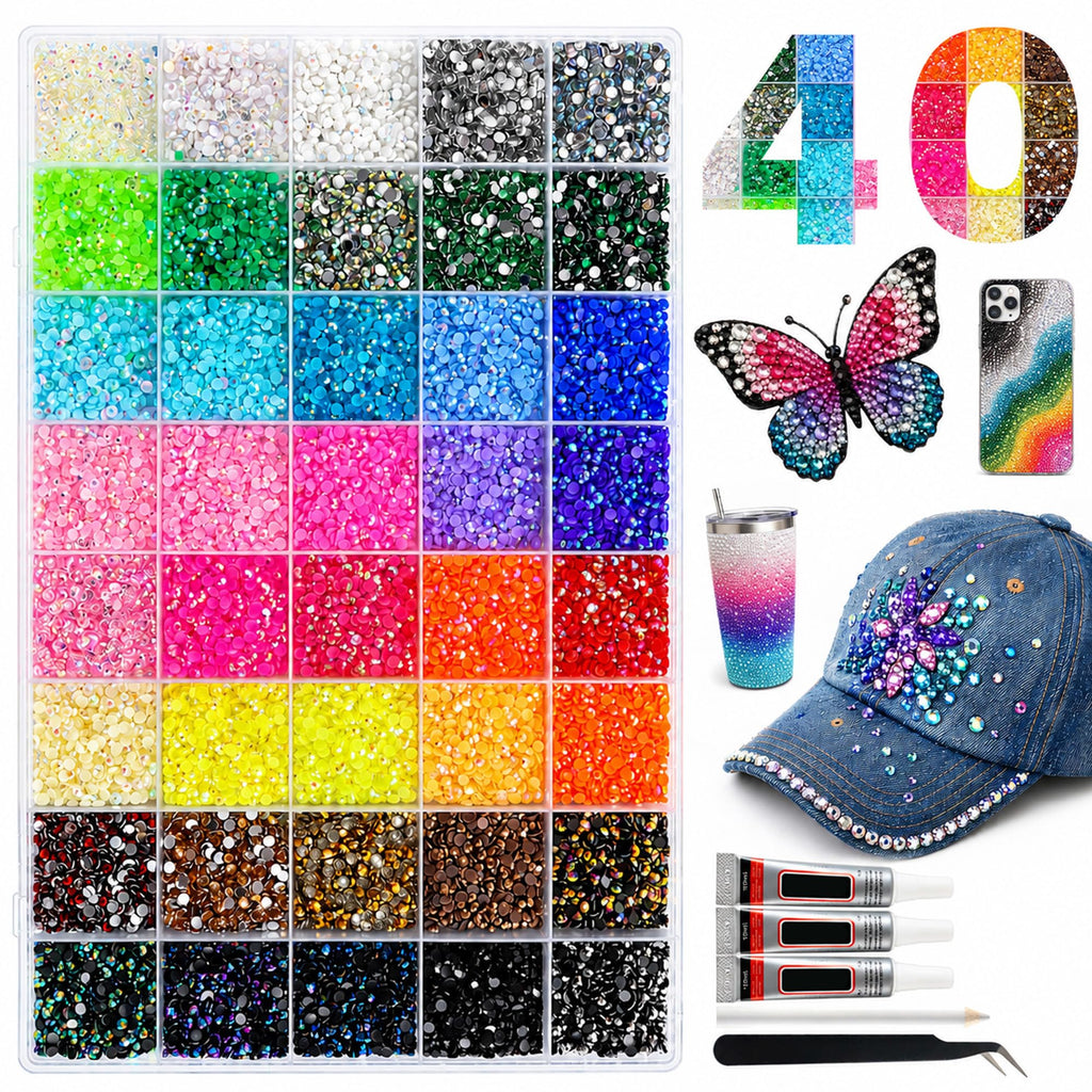 56 Farben Bedazzler-Set, 45.000 Stück 3mm Harz-Strasssteine-Set