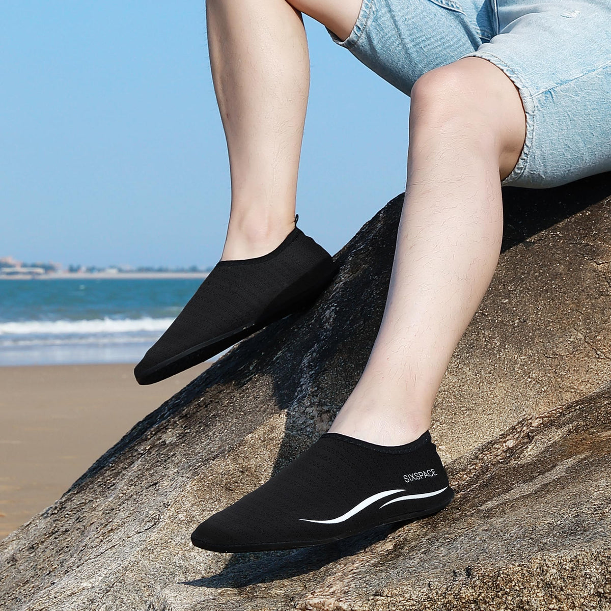 Sixspace Unisex Badeschuhe Wasserschuhe mit Rutschfester Sohle, Gr.34-47