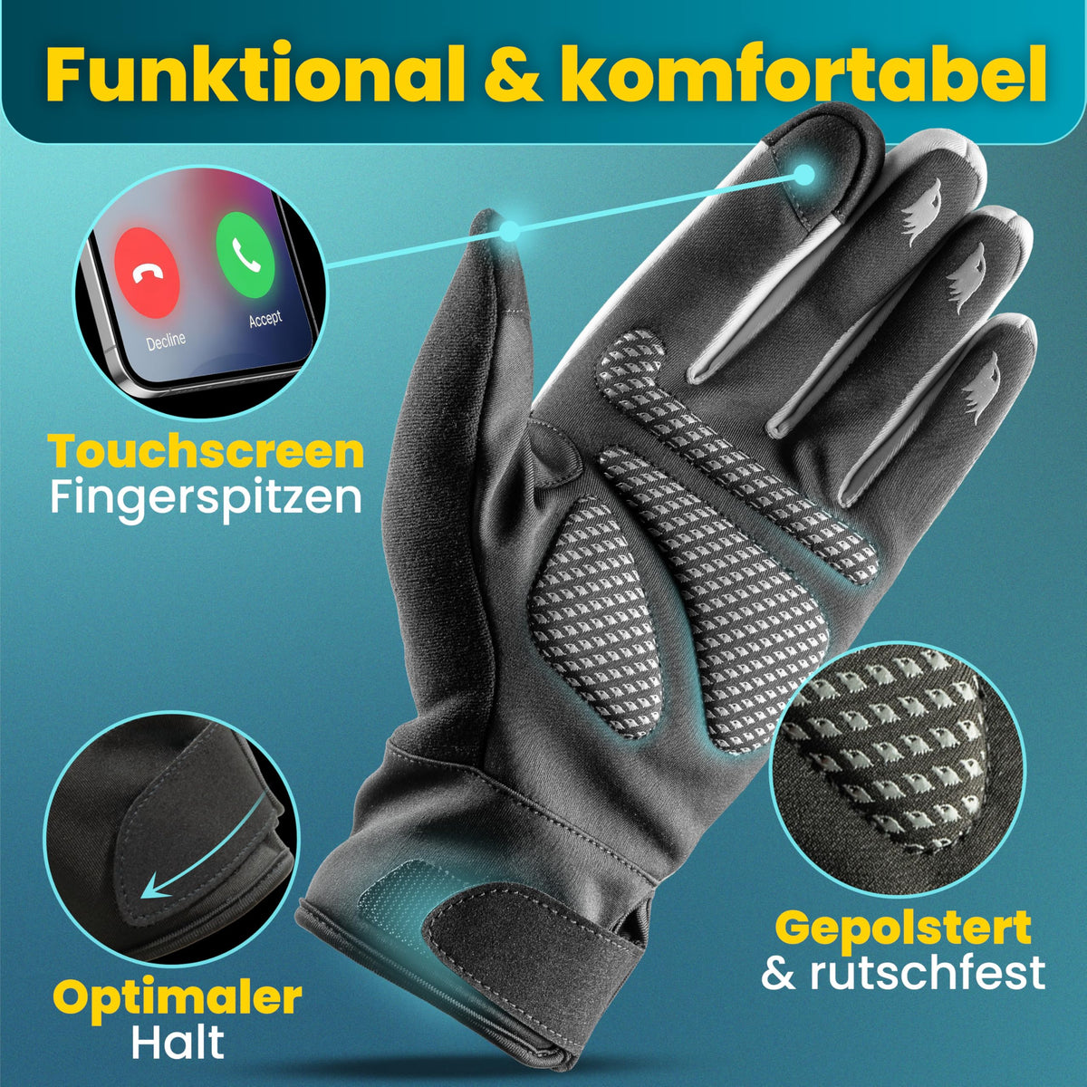 Valkental wasserdichte Fahrradhandschuhe GloRider, Unisex