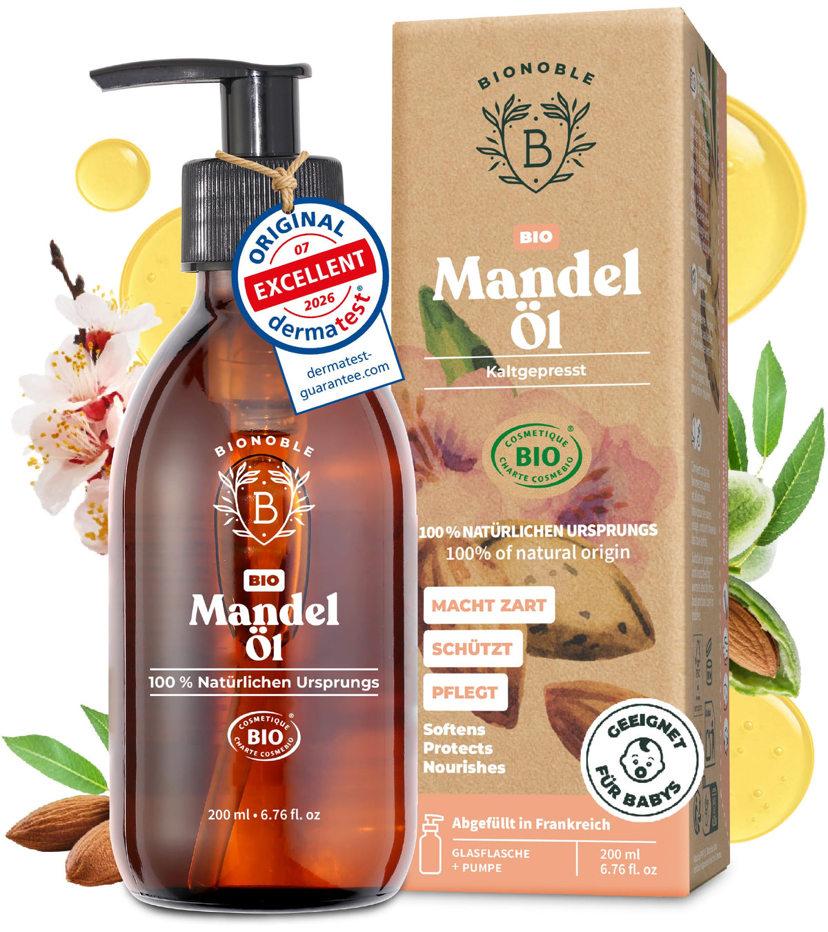 BIONOBLE Arganöl Bio Kaltgepresst - Haare, Gesicht, Haut - Marokko - 50ml