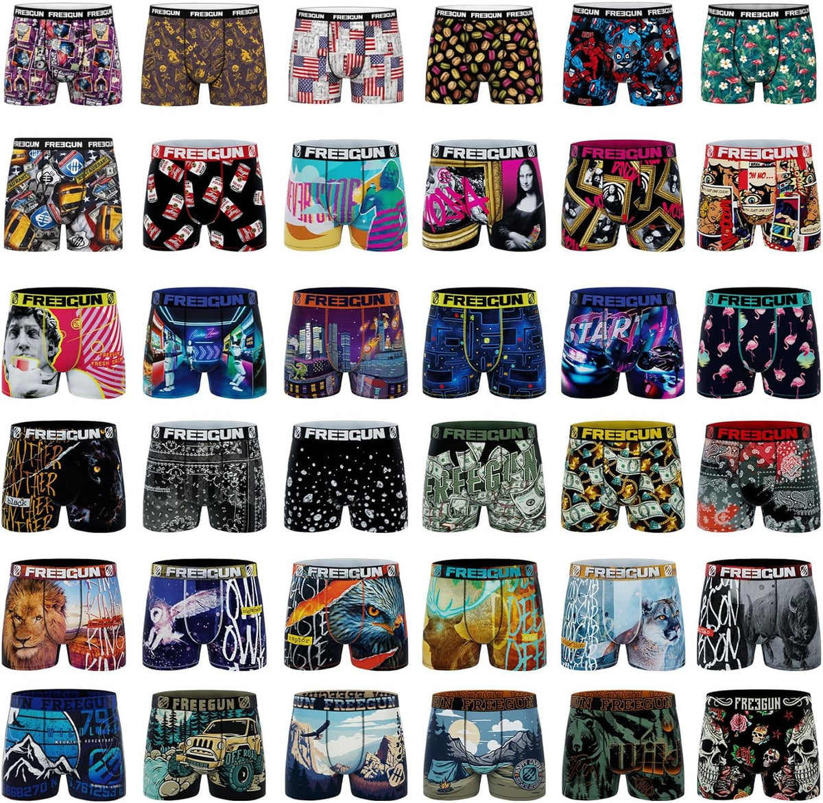 Freegun Pack Surprise Boxer Homme, Calecon Modèle Aléatoire, Confortable et Agréable (Lot de 5)