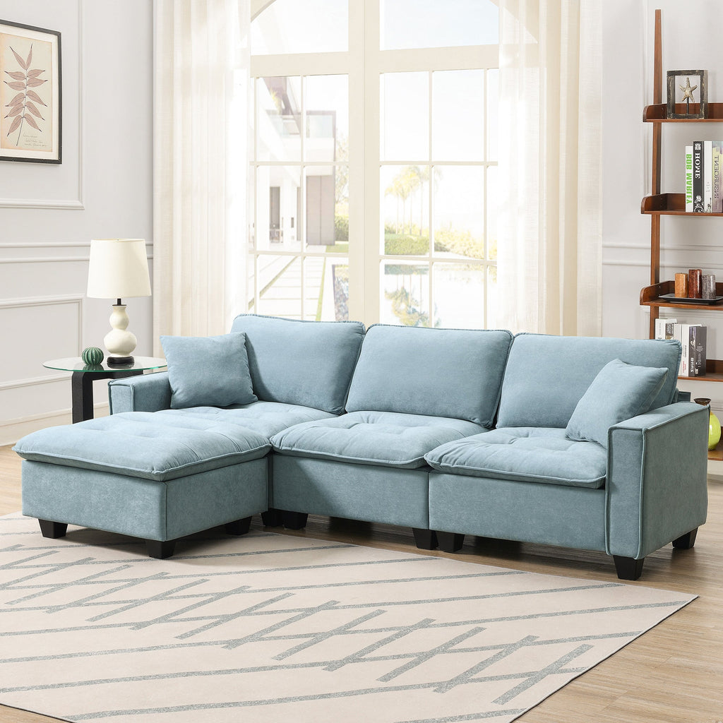 Sofá seccional convertible moderno de 100*59", sofá en forma de L reversible con cojines gratis, sofá cama de terciopelo de gamuza de 4 plazas
