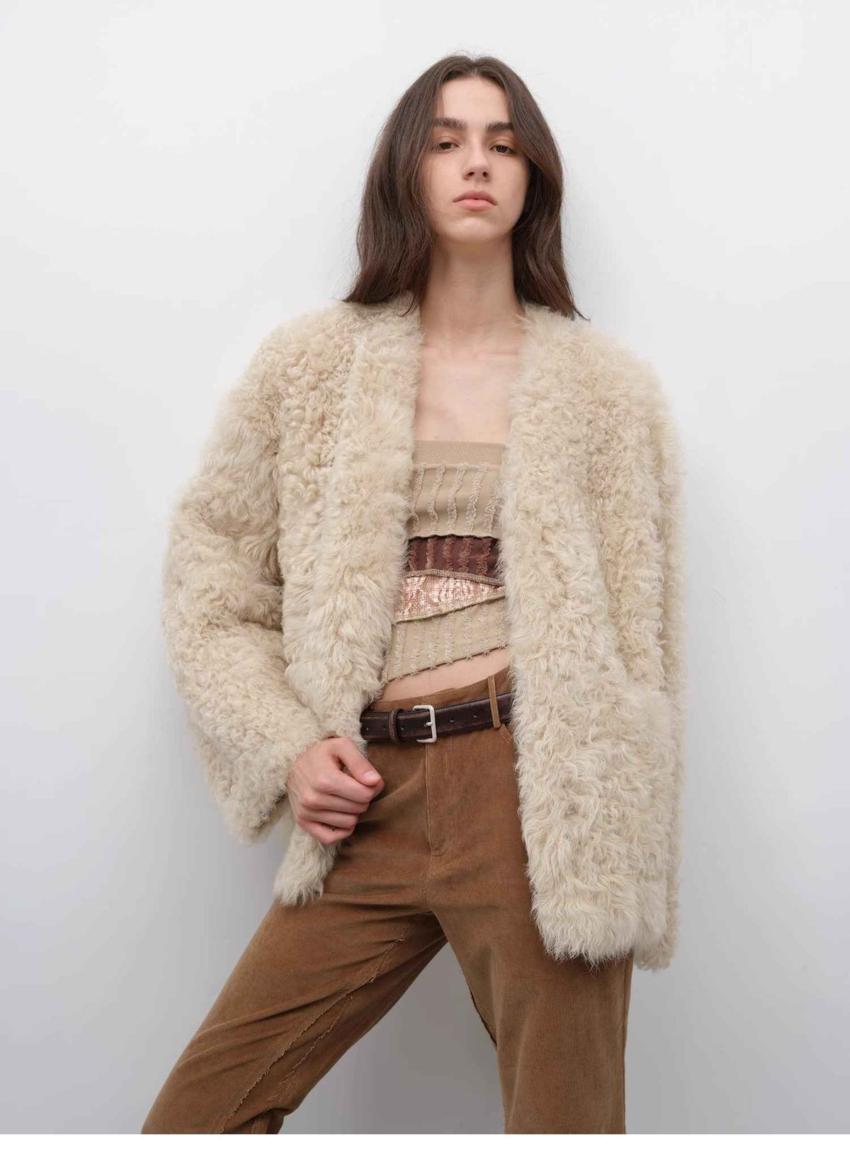 Fireladyfur Women's Black Sheepskin Jacket With Tuscan Fur"My Little Curly"