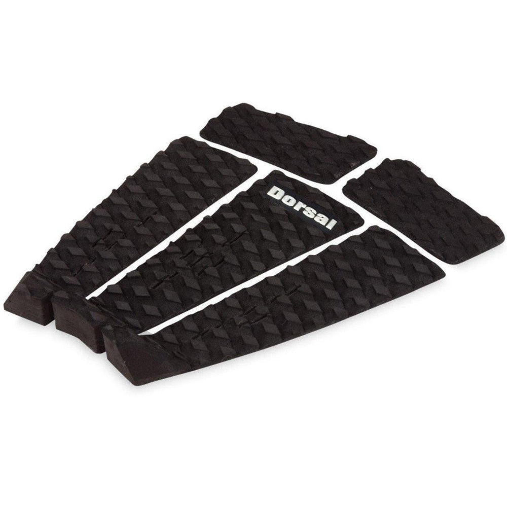 DORSAL Almohadillas de tracción de cubierta de tabla de surf de EVA de cinco piezas con cola Kicker para tablas de skimboard, tablas de surf, tablas de peces, funboard, negro/blanco