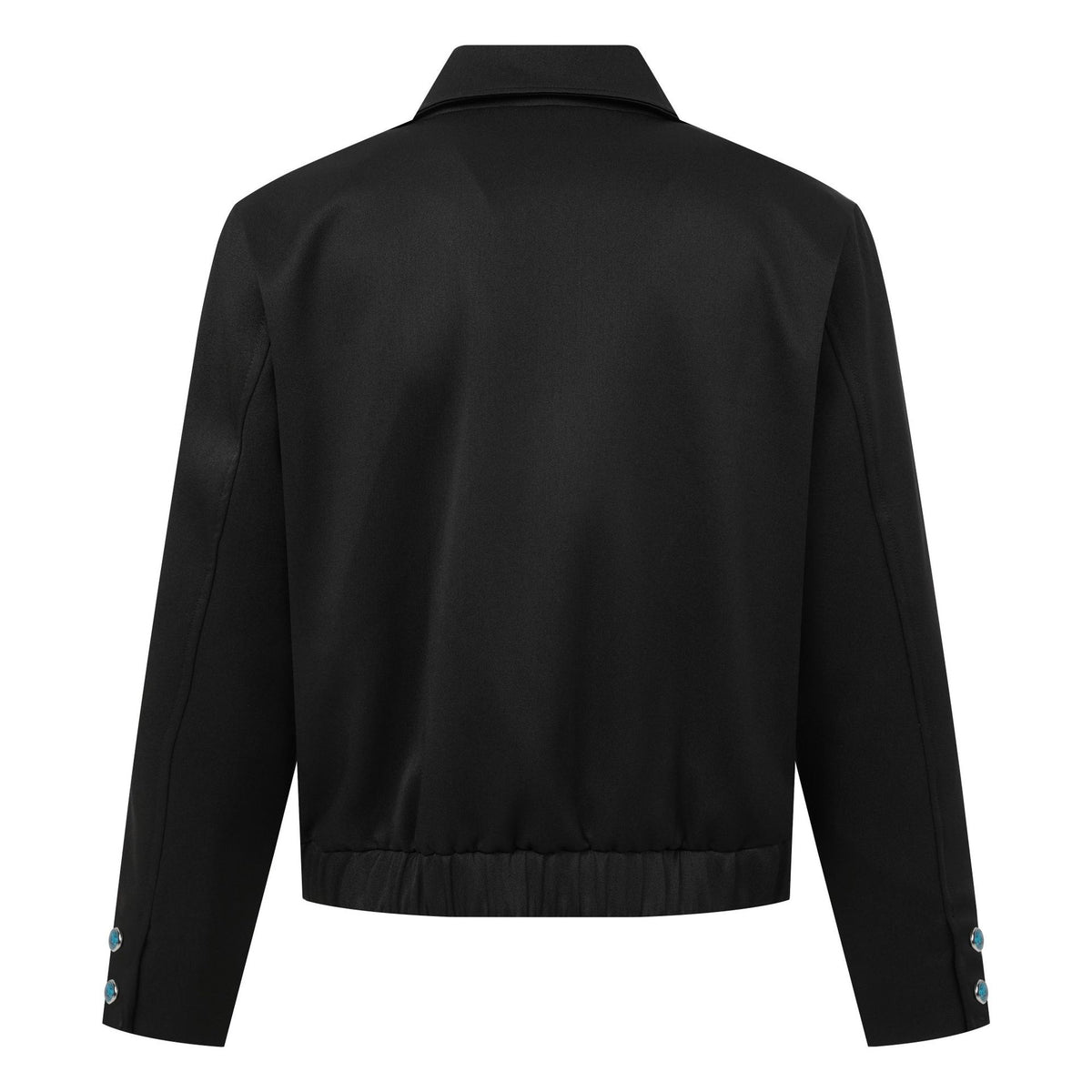 Men's Turquoise Finish Button Lapel Asymmetrical Workwear Jacket