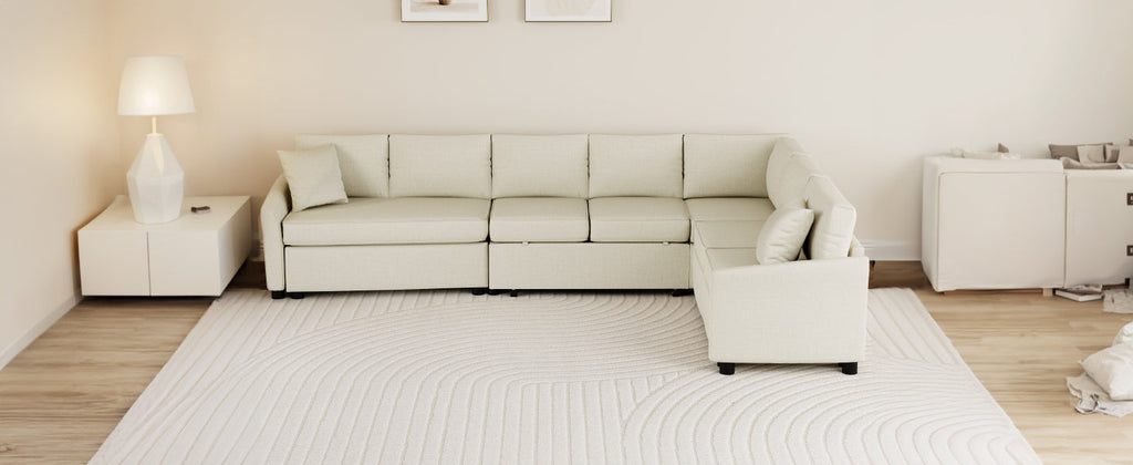 124.8"l-Shaped Sofa Convertible Sofa Bed Pull Out Sofa Sleeper With Two Back Pillows, Two USB Ports and Two Power Socket