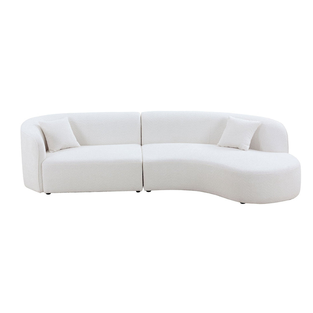 Luxury Modern Style Living Room Upholstery Curved Sofa With Chaise 2-Piece Set, Right Hand Facing Sectional,  Boucle Cou