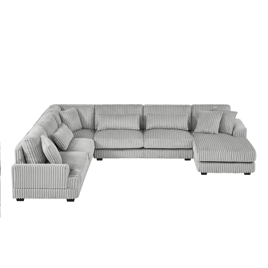 129" Oversized Sectional Sofa U-Shaped Sofa Couch Modern Sofa Upholstered in Soft Corduroy With a Chaise Lounge for Livi
