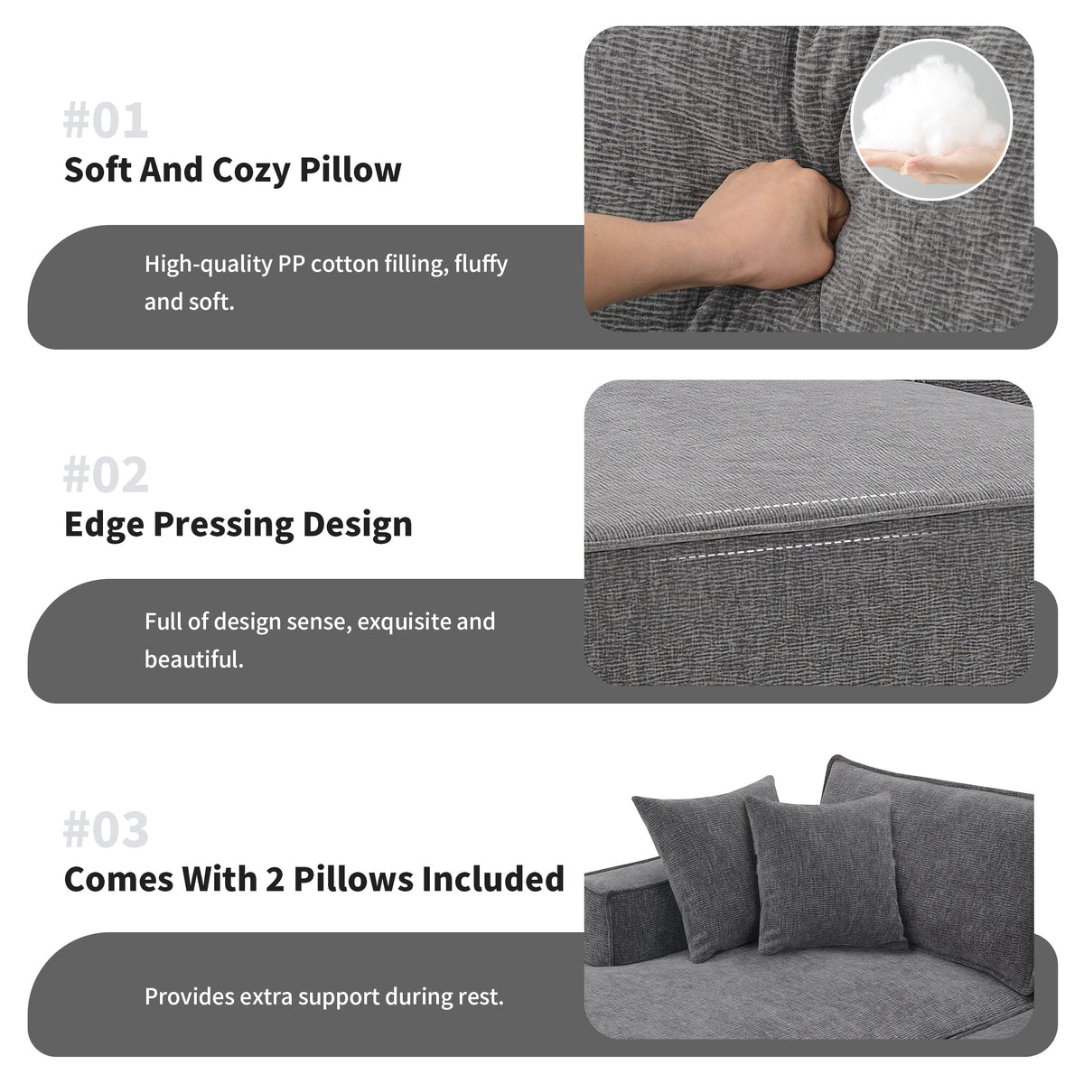 111.5*72"Minimalist Style Modular Sectional Sofa,Wrinkle-Resistant Chenille Couch Set,L-Shaped Sleeper Sofa Bed for Livi