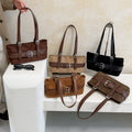 New Minimalist Suede Tote Bag With A Belt-buckle-style Shoulder Strap
