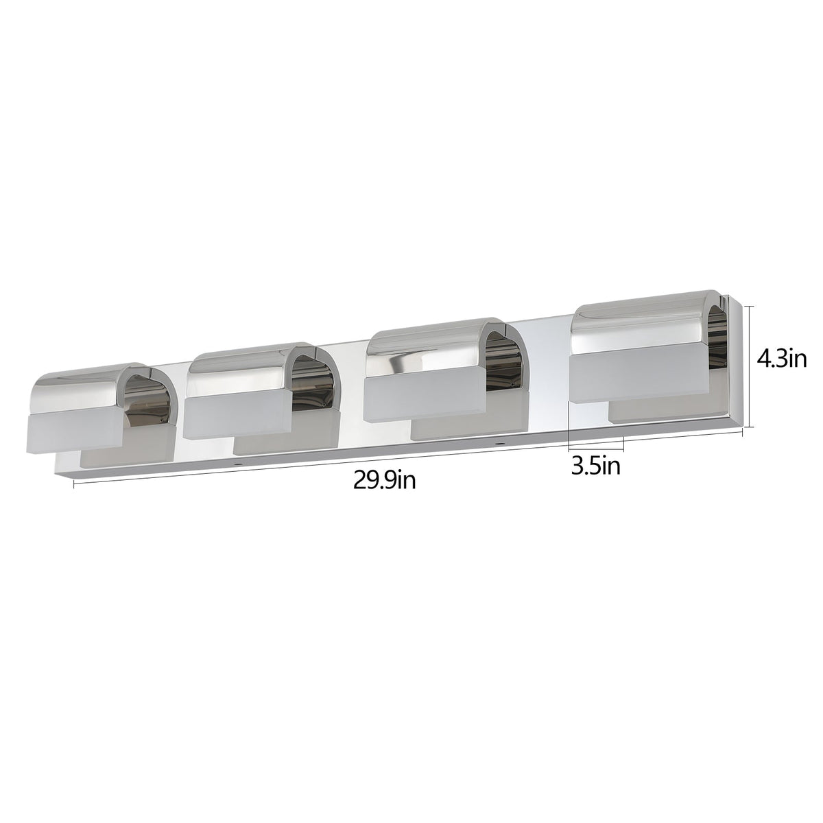 (Igual a W1340110600/L2012) Lámpara de baño moderna para tocador, luz LED de 4 luces para sobre el espejo, iluminación de pared para baño