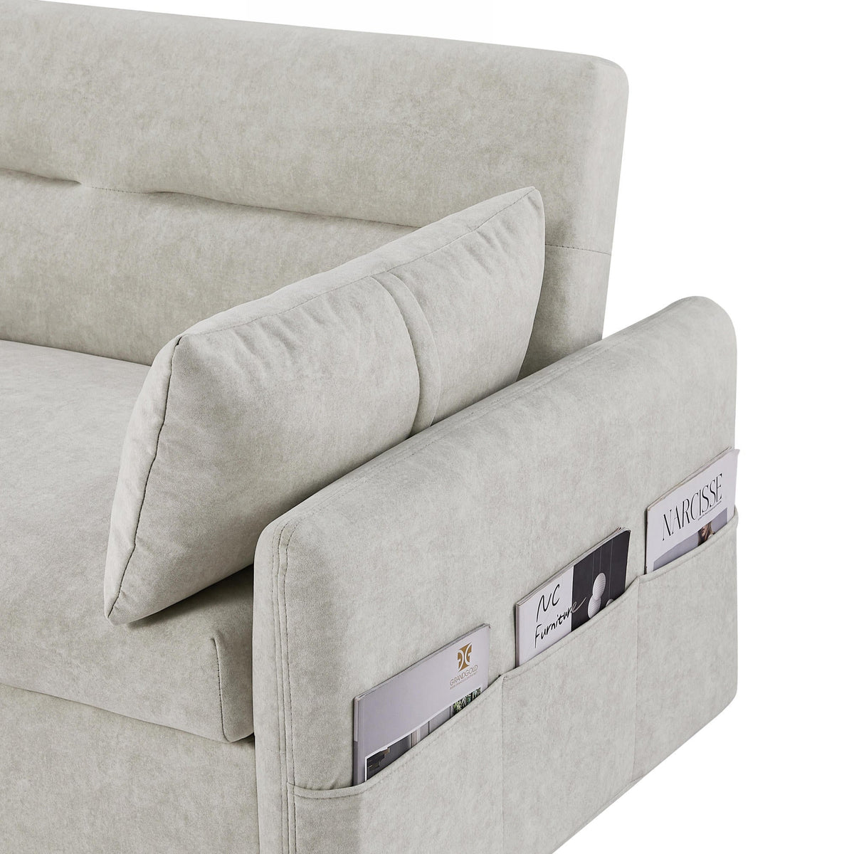 55.1" Pull Out Sleep Sofa Bed Loveseats Sofa Couch With Adjsutable Backrest, Storage Pockets, 2 Soft Pillows, USB Ports