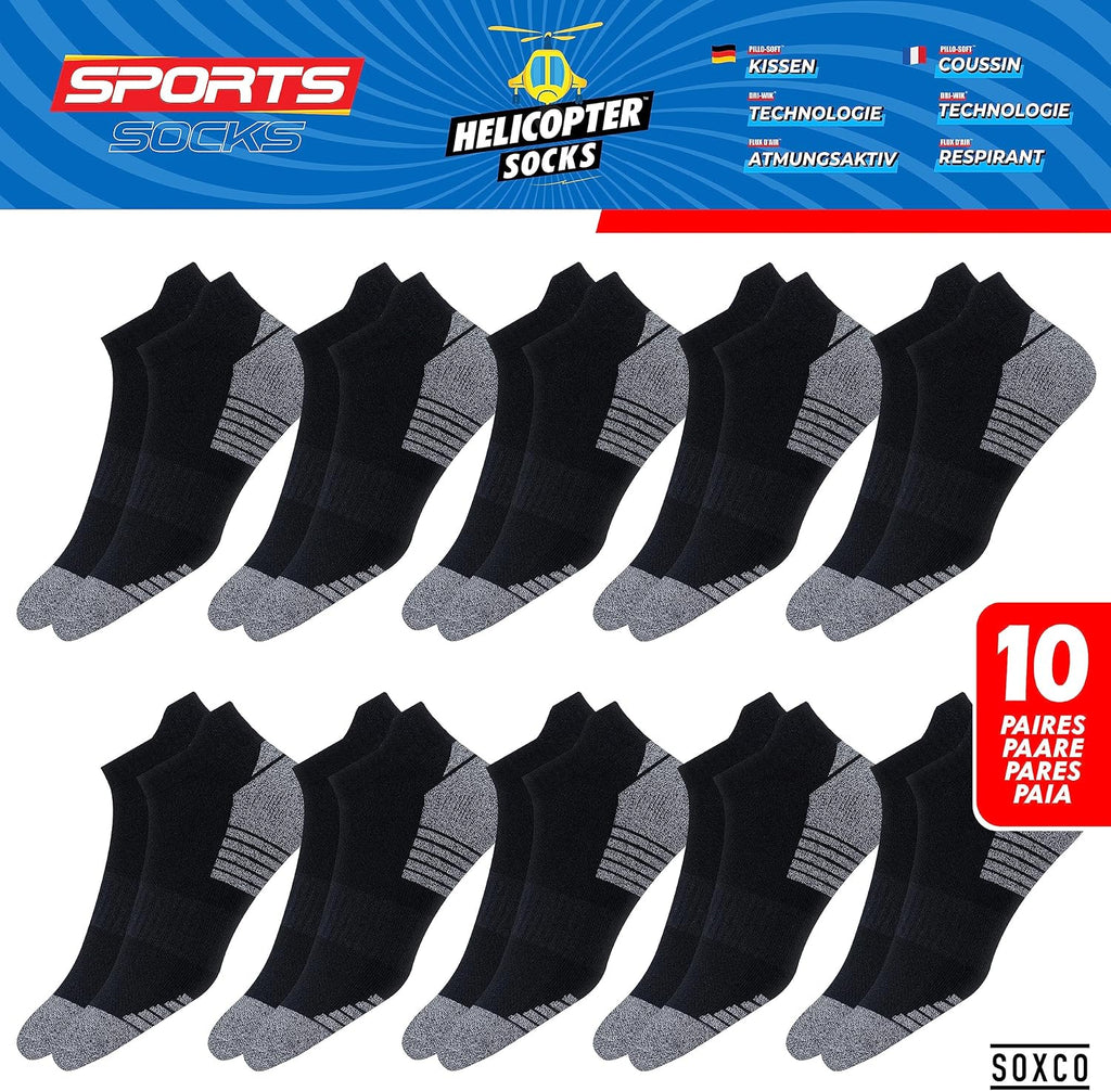 SOXCO Chaussettes Homme Femme Sport Socquettes Basses Courtes - Lot de 10 Paires