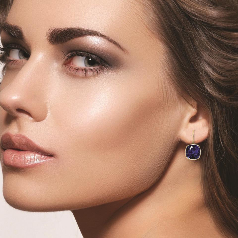 5.00 CTW Lab Grown Sapphire and Emerald Cushion Cut Drop Earrings Set - 14K Gold (2 Pairs)