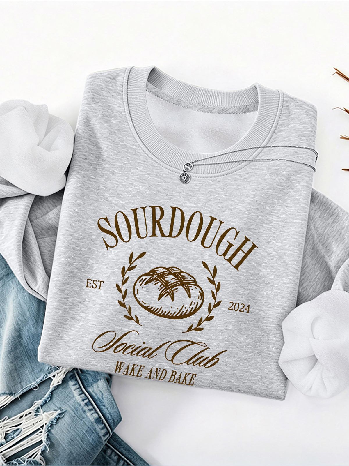 Sweat à capuche en molleton à col rond avec motif