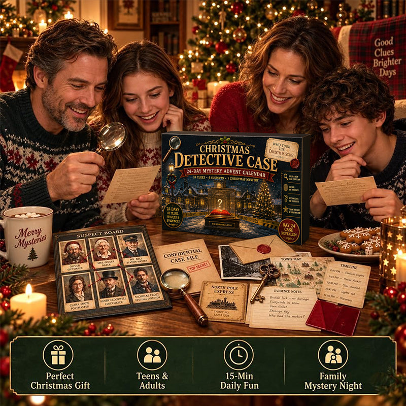 24-Tage-Mystery-Abenteuer-Adventskalender – Weihnachts-Puzzle-Escape-Room-Spiel mit 6 Themen, tägliche Überraschungsentdeckung