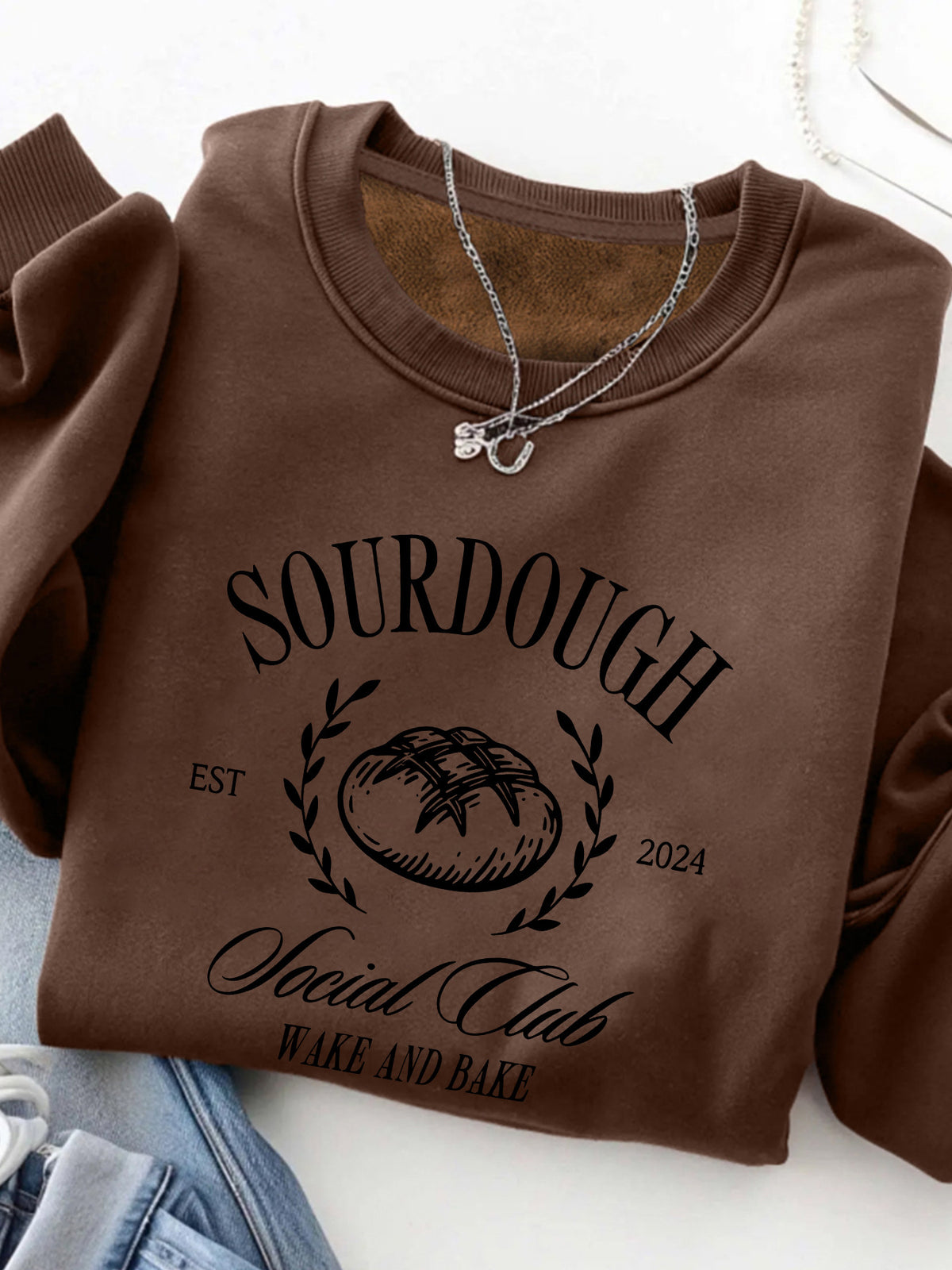 Sweat à capuche en molleton à col rond avec motif
