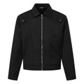 Men's Workwear Zipper Jacket with Lapel Shoulder Rivet Detail, Panel Seams
