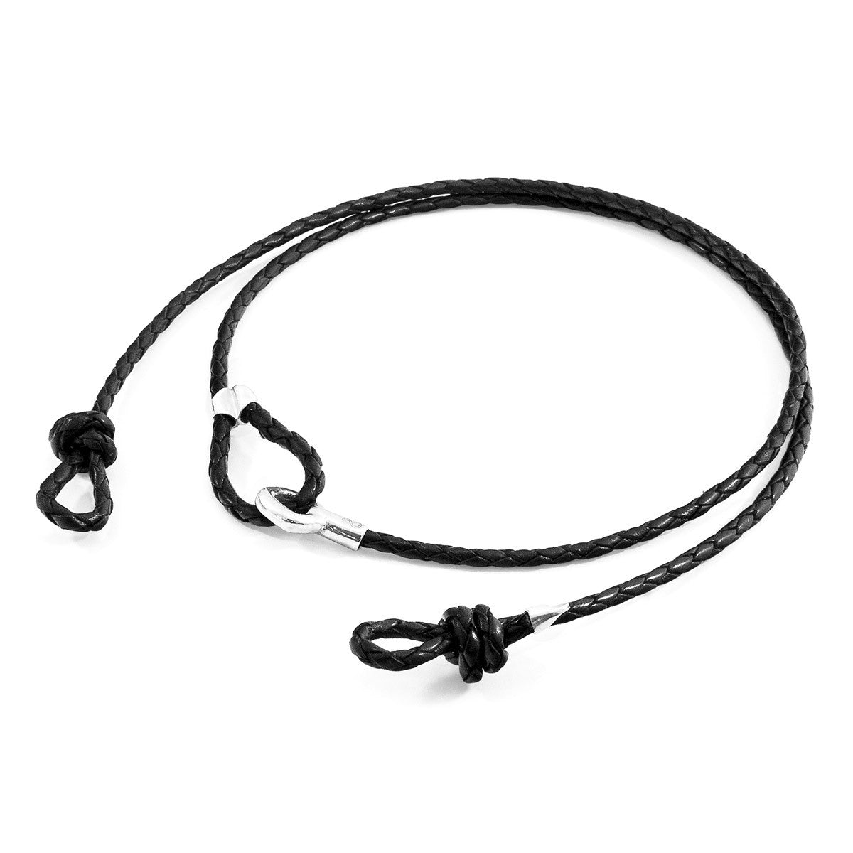 Coal Black Blake Silver and Braided Leather Eyewear Strap