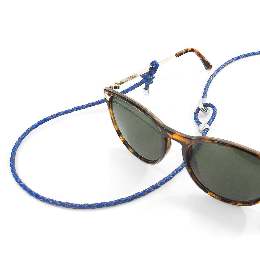 Royal Blue Blake Silver and Braided Leather Eyewear Strap
