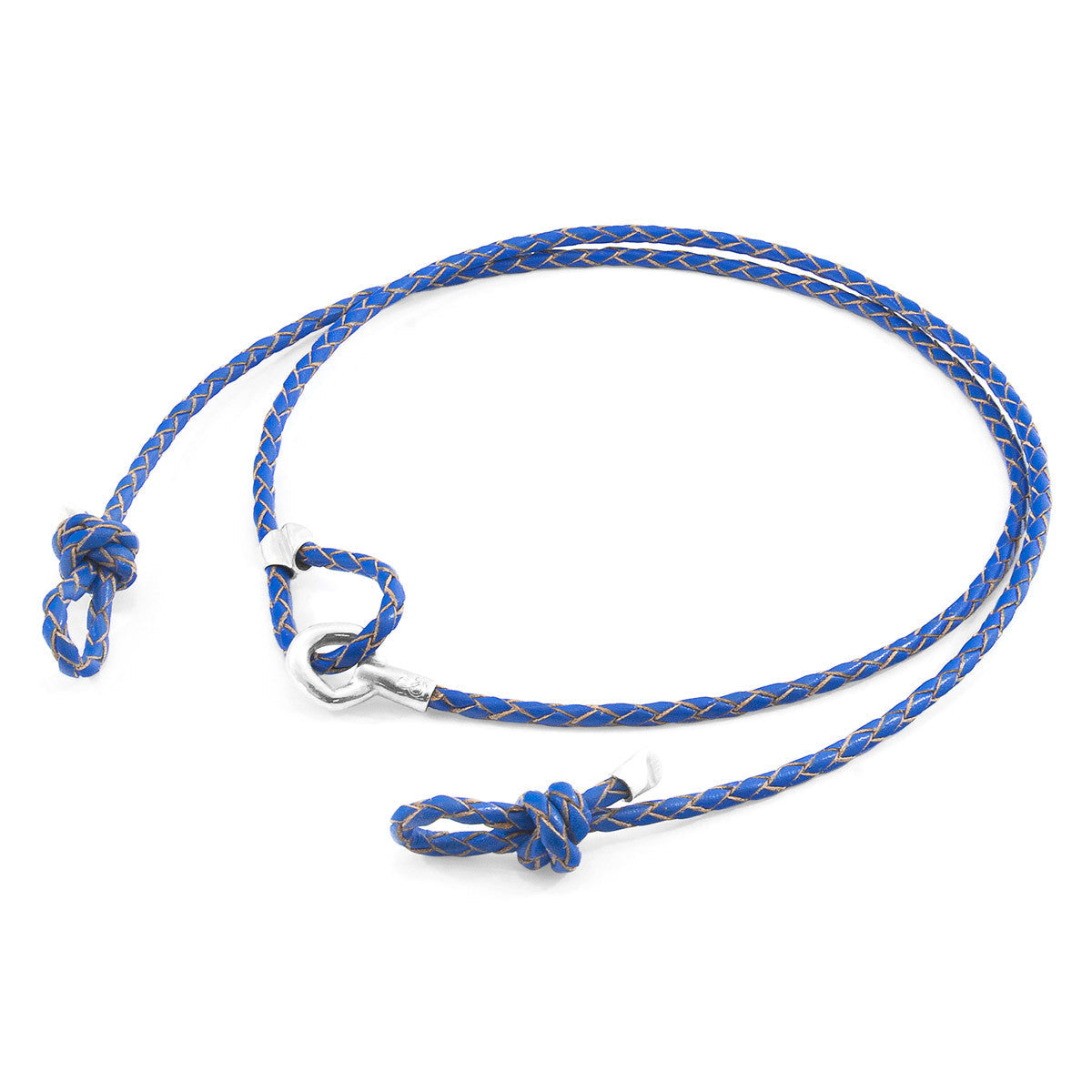 Royal Blue Blake Silver and Braided Leather Eyewear Strap