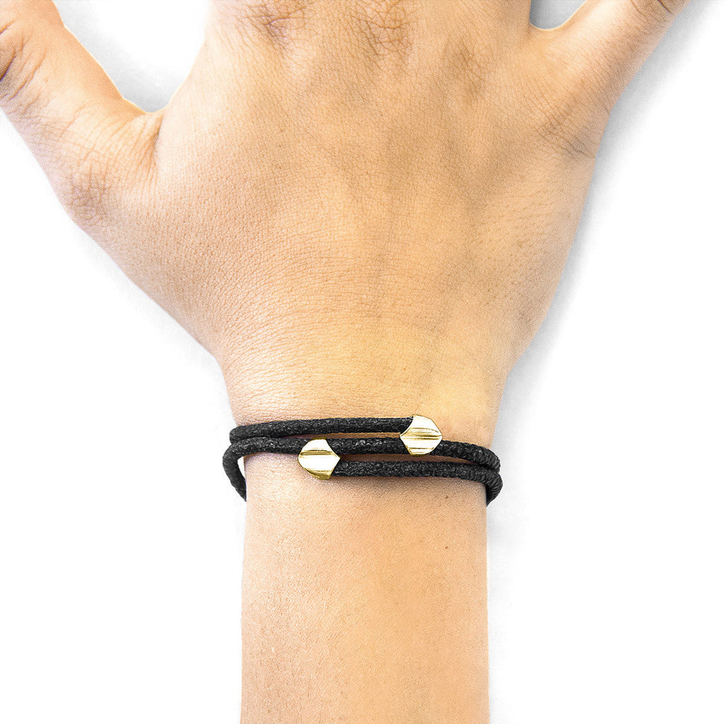 Pulsera Raven Black Conway de oro amarillo de 9 quilates y piel de raya