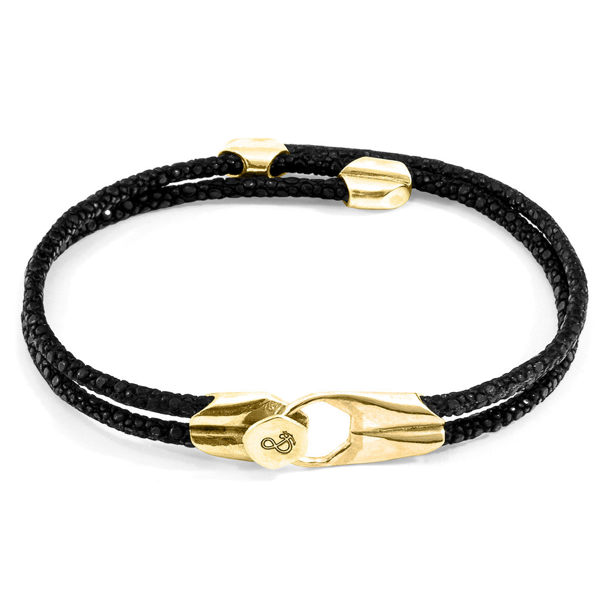 Pulsera Raven Black Conway de oro amarillo de 9 quilates y piel de raya