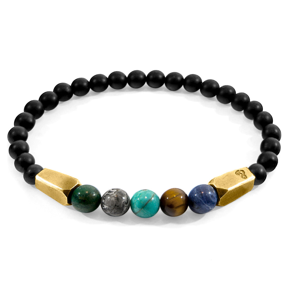 Pulsera de oro amarillo de 9 quilates con gemas multicolores tipo Hukou