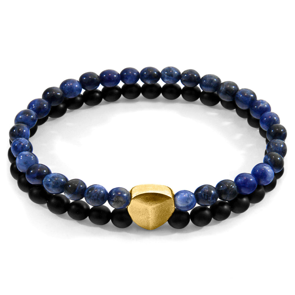 Pulsera de sodalita azul Iguazú en oro amarillo de 9 quilates y piedra