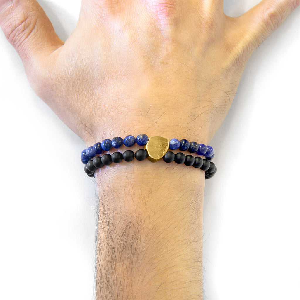 Pulsera de sodalita azul Iguazú en oro amarillo de 9 quilates y piedra