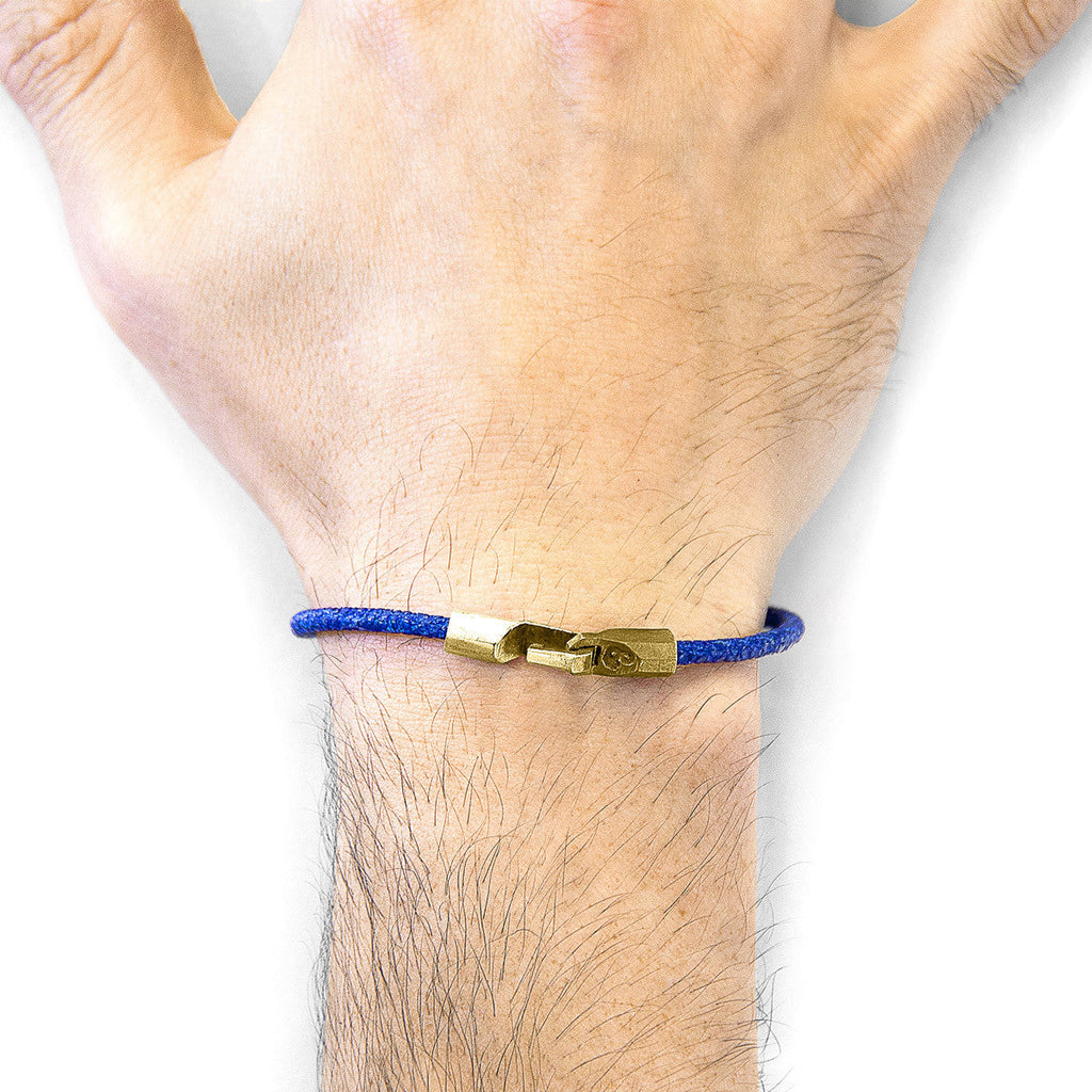 Azure Blue Talbot 9ct Yellow Gold and Stingray Leather Bracelet