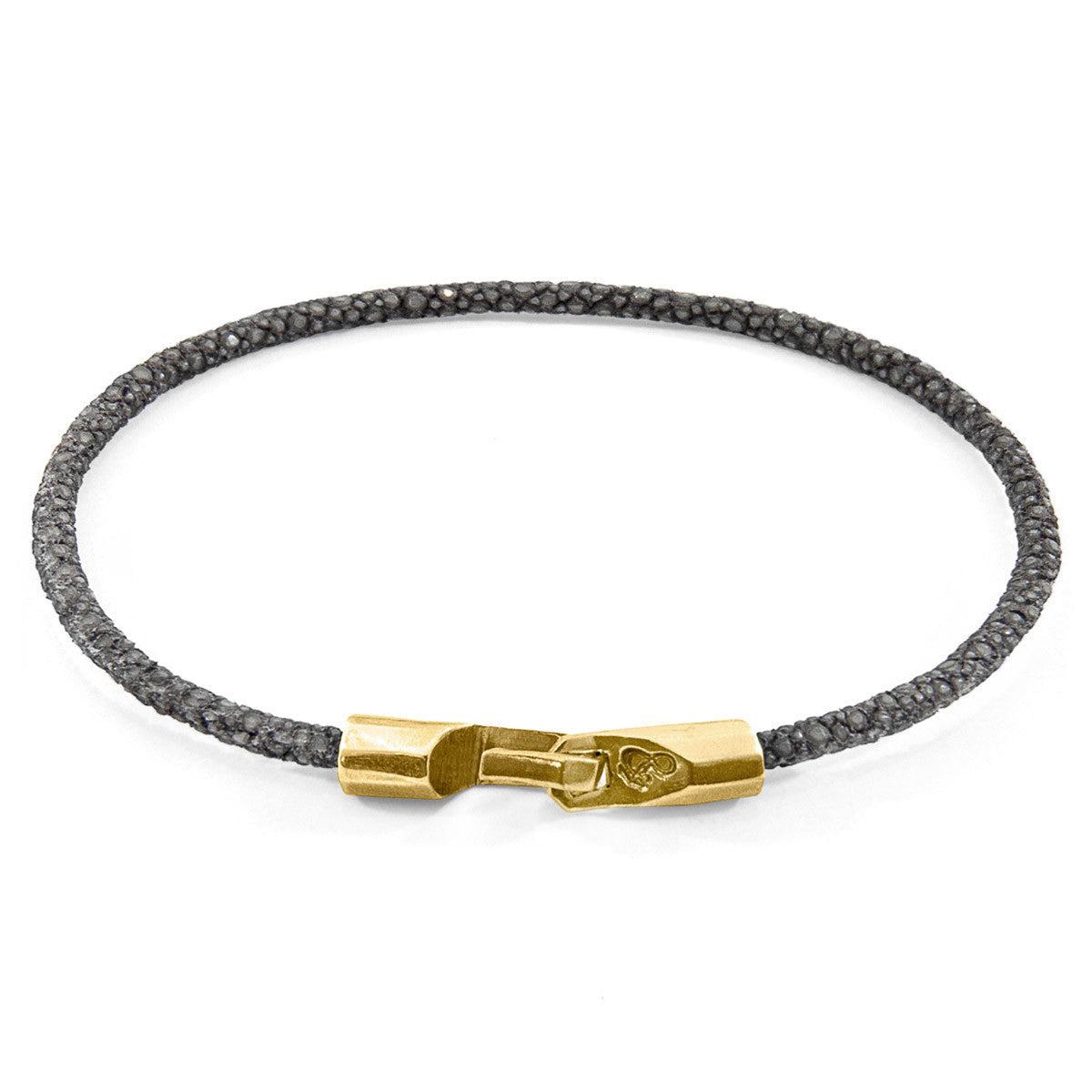 Pulsera Talbot en oro amarillo de 9 quilates y piel de raya, color gris sombra
