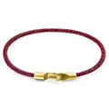 Bordeaux Red Talbot 9ct Yellow Gold and Stingray Leather Bracelet