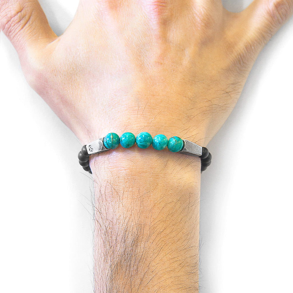 Blue Turquoise Hukou Silver and Stone Bracelet
