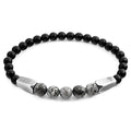 Pulsera de jaspe gris, hukou, plata y piedra