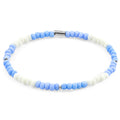 Pulsera SKINNY Sophia en color azul pastel, blanco hueso, plata y cristal