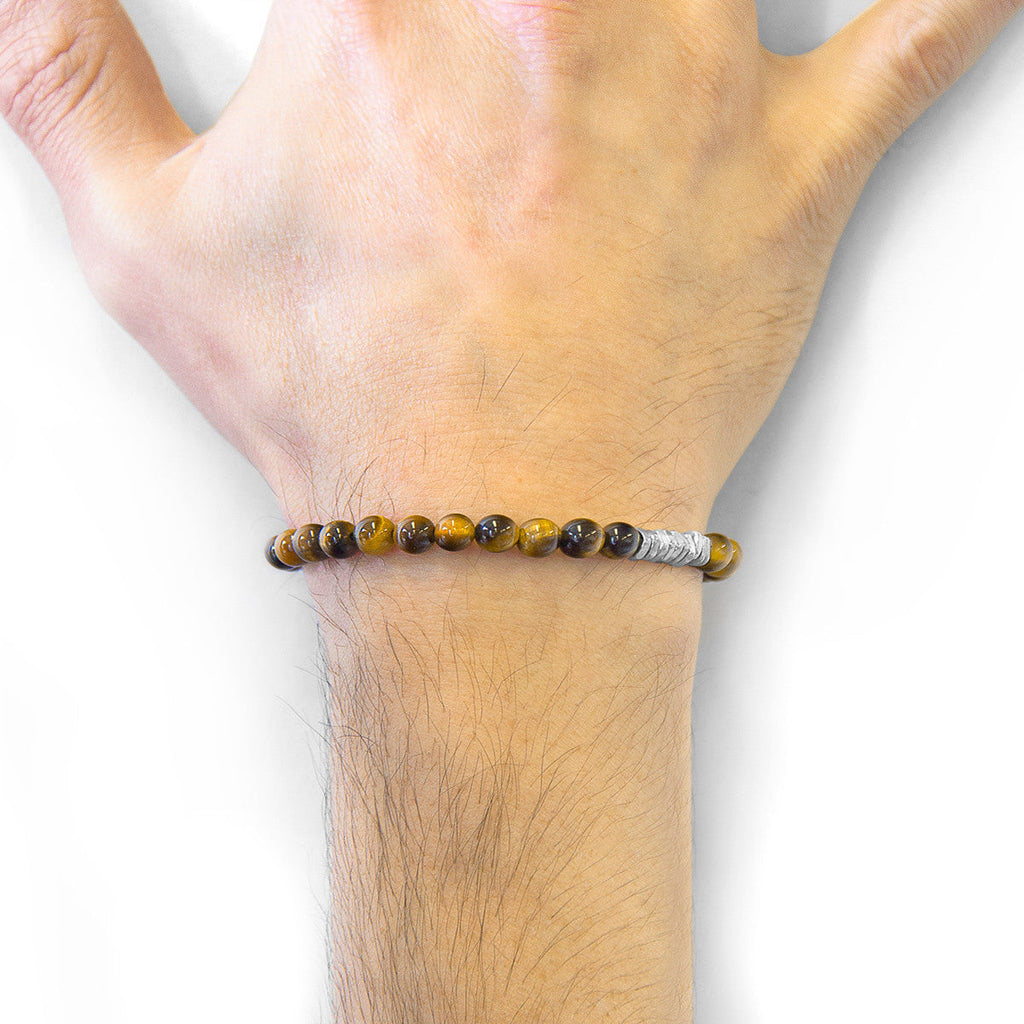 Brown Tigers Eye Atrato Silver and Stone Bracelet