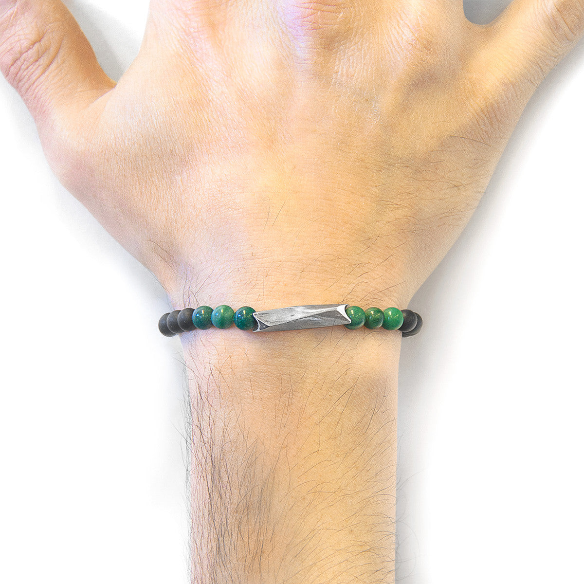 Armband i grön jade, Orinoco-silver och sten