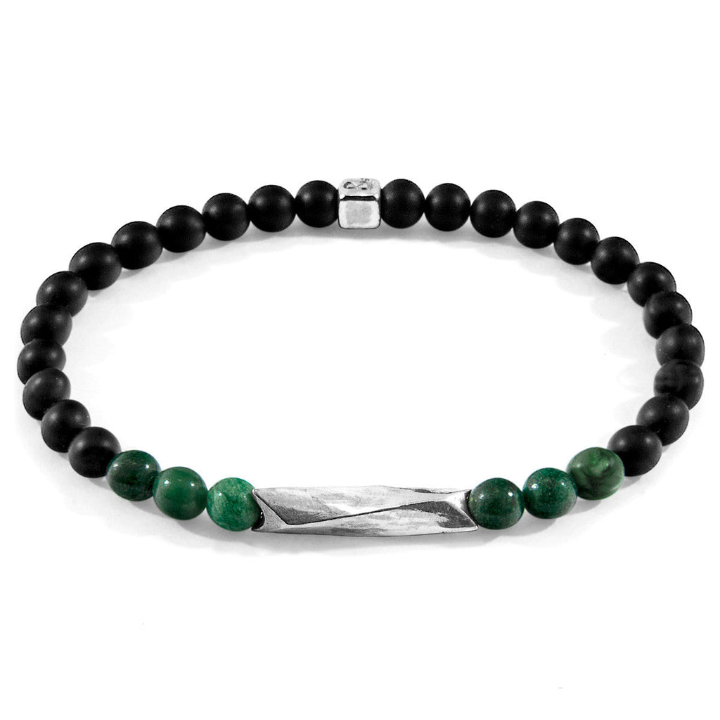 Pulsera Orinoco de Jade Verde, Plata y Piedra