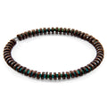 Green Agate and Brown Coconut Shell Adam Silver and Stone SKINNY Bracelet