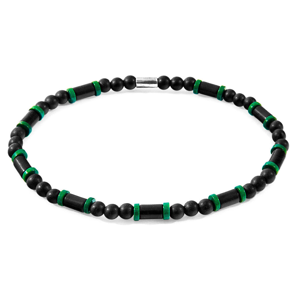 Black Turquoise, Green Agate and Black Ebony Wood Samuel Silver and Stone SKINNY Bracelet