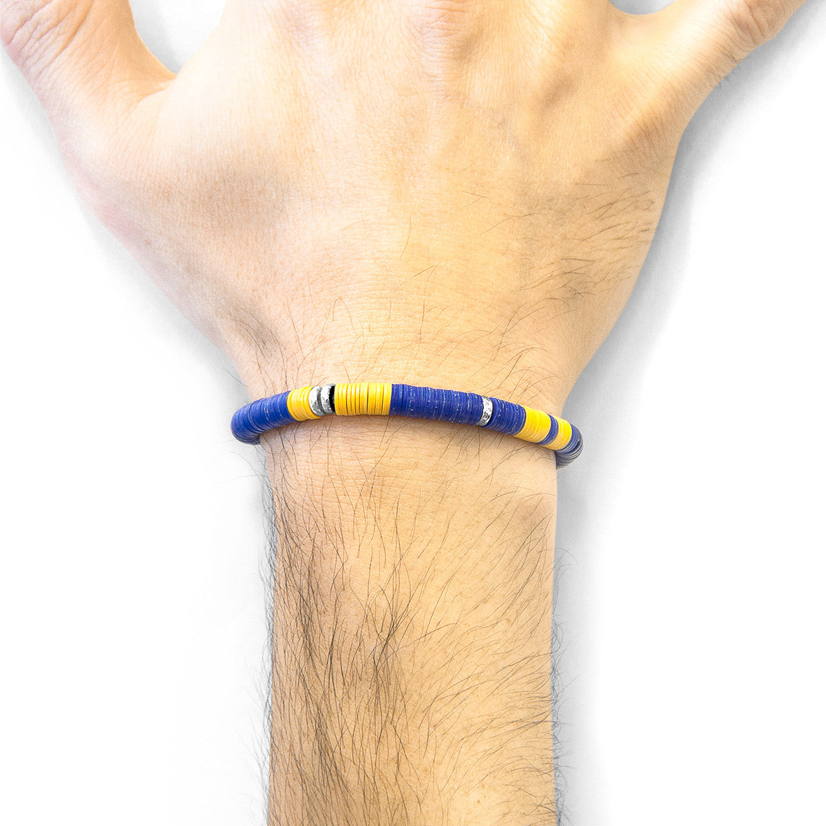 Pulsera de disco de vinilo y plata de Malawi azul