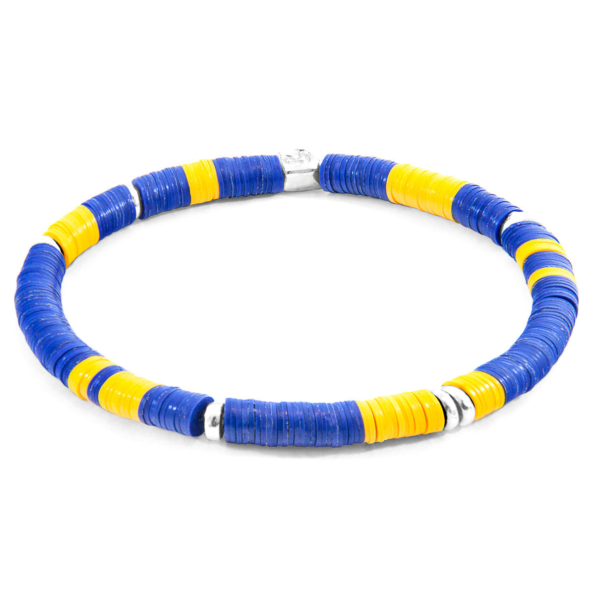 Pulsera de disco de vinilo y plata de Malawi azul