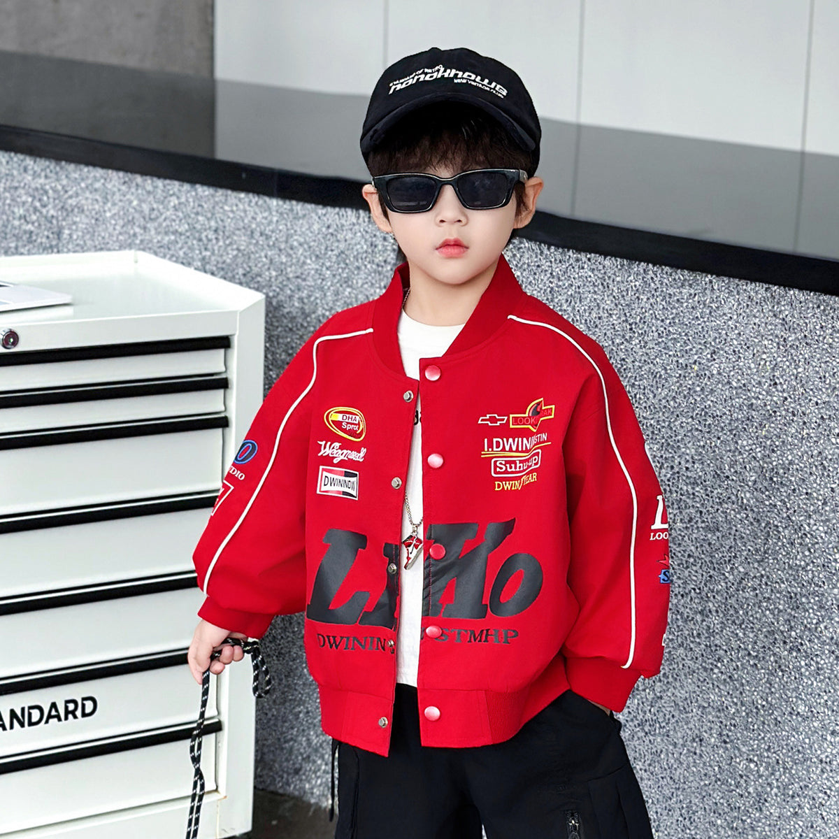 Boys Motorcycle Jacket, Youth Biker Jacket, Casual Fashion Outerwear