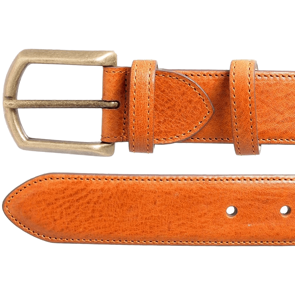 34 Mm Antique Buckle Leather Belt Tawny