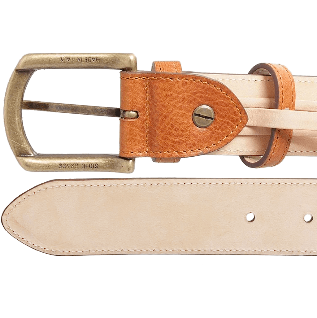 34 Mm Antique Buckle Leather Belt Tawny