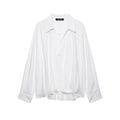 Camisa de manga larga de mezcla de lino para mujer Pong hem