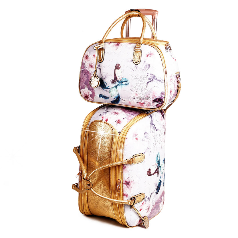 Arosa Elegant Floral Wheeled Travel Set[2pcs Duffel Bag]