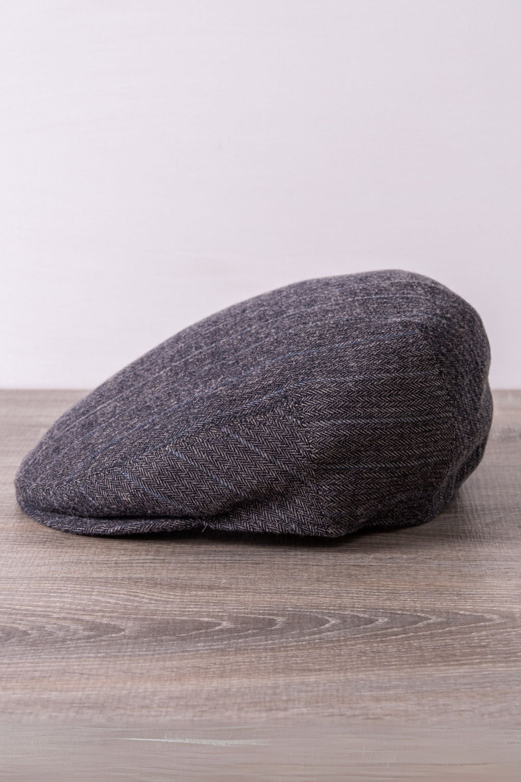Herringbone Gray Flat Cap - Wool, Autumn Winter